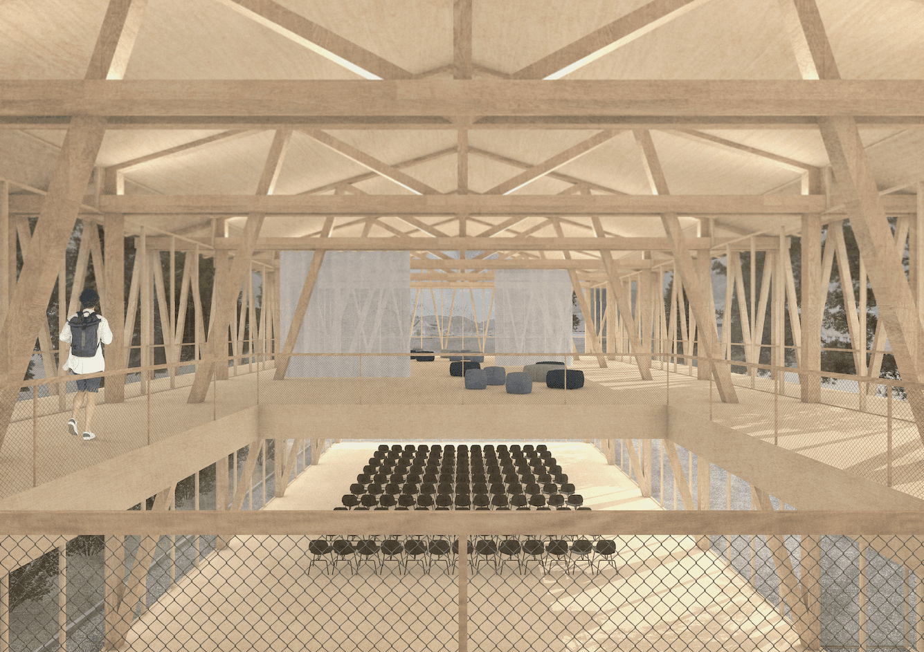 Holzbau Zentrum Innenperspektive
